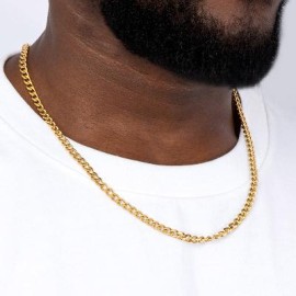 5mm Cuban Link Solid 925 Sterling Silver Chain in Gold