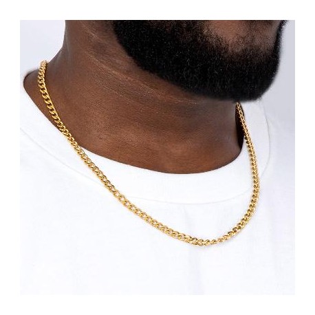5mm Cuban Link Solid 925 Sterling Silver Chain in Gold