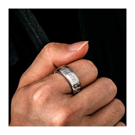 8mm Men's Personalized Engraved Cuban ID Ring
