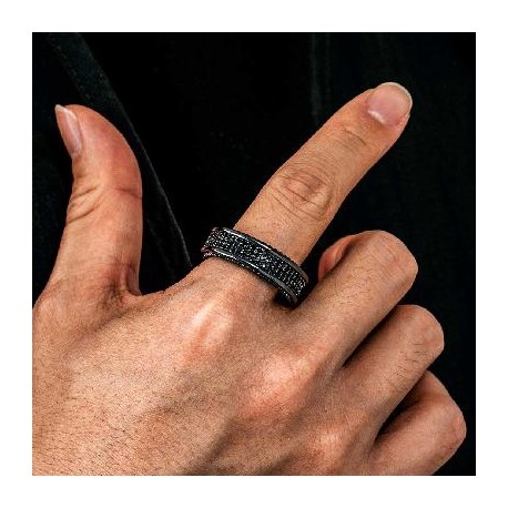 8.5mm Three Row Pave Eternity Band in Black Gold