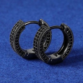 Iced Hoop Earring In Black