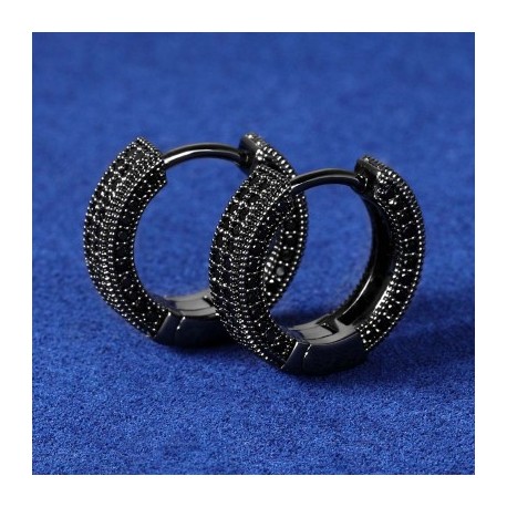 Iced Hoop Earring In Black