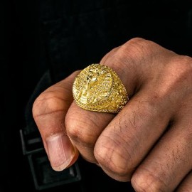 Iced Egyptian Pharaoh Ring in Gold