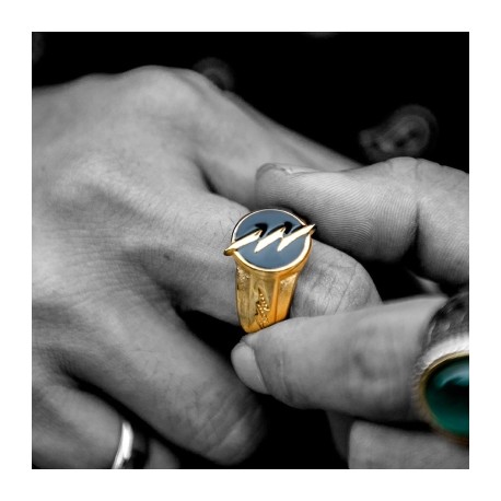 Gold Lightning Stainless Steel Ring