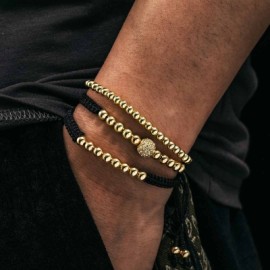 3Pcs Braid Rope Copper Beads Bracelet