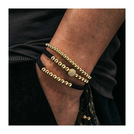 3Pcs Braid Rope Copper Beads Bracelet