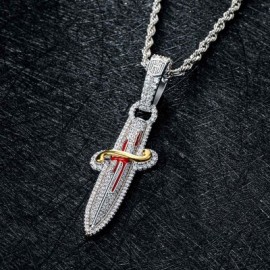 Iced Two Tone Sword Pendant