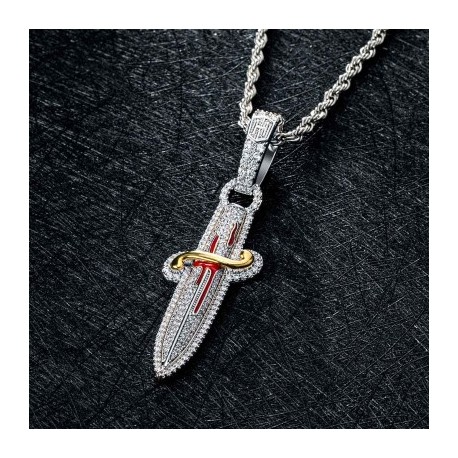 Iced Two Tone Sword Pendant