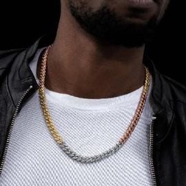 8mm Tri-Colored Cuban Link Chain