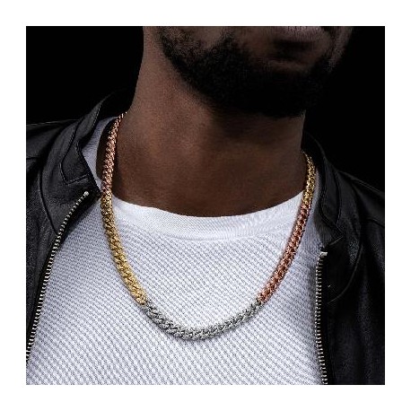 8mm Tri-Colored Cuban Link Chain