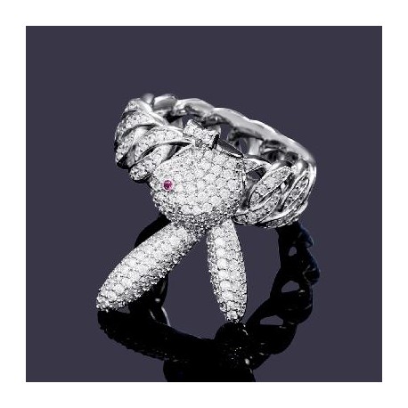 Iced Upside Down Bunny Rings in White Gold