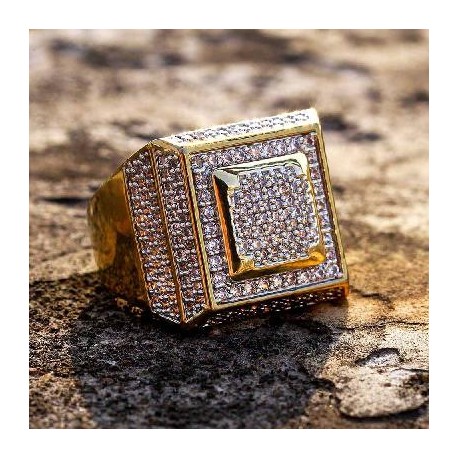 Men's Square Shape Paved Diamond Ring