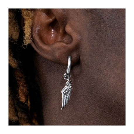 Angel Wings Earrings in White Gold