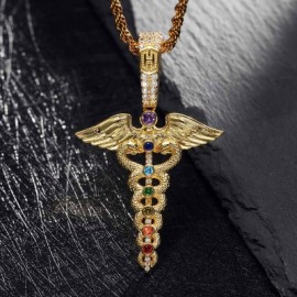 The Staff of Hermes Pendant in Gold