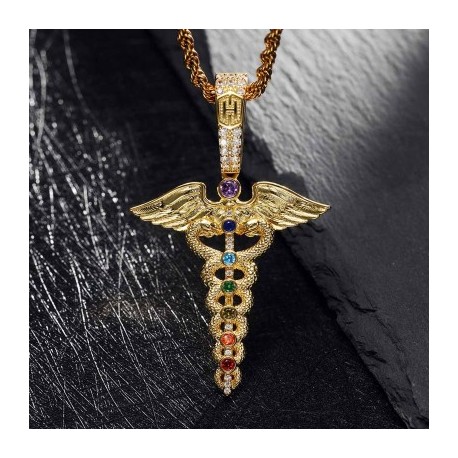 The Staff of Hermes Pendant in Gold