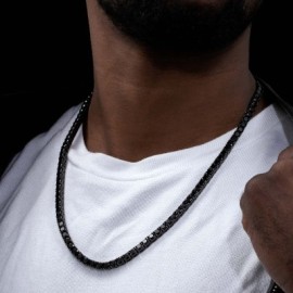 5mm Black Stones Tennis Chain in Black Gold