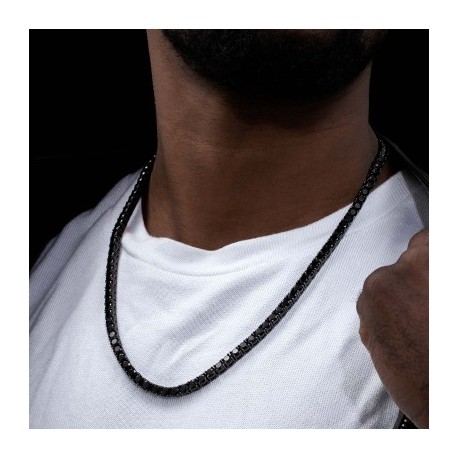 5mm Black Stones Tennis Chain in Black Gold