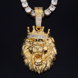King Crown Lion Pendant in Gold
