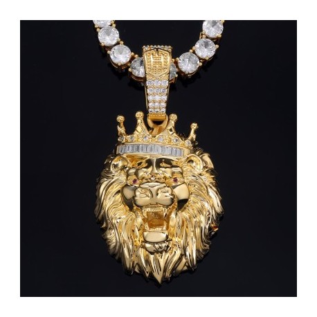 King Crown Lion Pendant in Gold