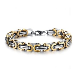 8mm Gold & Silver Titanium Steel Byzantine Bracelet