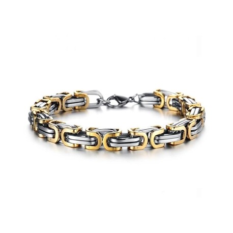 8mm Gold & Silver Titanium Steel Byzantine Bracelet