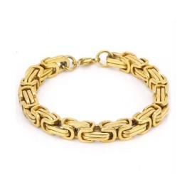8mm Titanium Steel Byzantine Bracelet in Gold