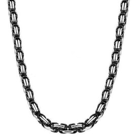 8mm Black & Silver Titanium Steel Byzantine Chain
