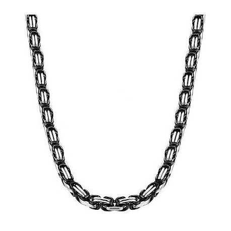 8mm Black & Silver Titanium Steel Byzantine Chain