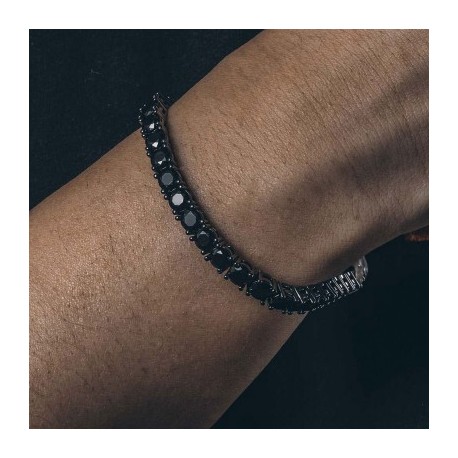 5mm Black Stones Tennis Bracelet in Black Gold