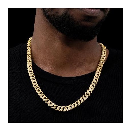 8mm Micro Paved Cuban Chain in Gold