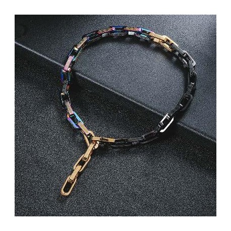 Titanium Steel Multicolor Rectangle Link Chain