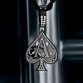 Iced Ace of Spades Pendant in Black Gold