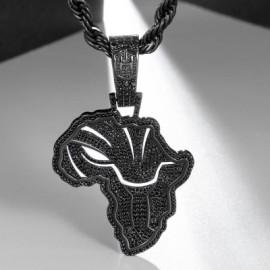 Iced African Black Panther Map in Black Gold