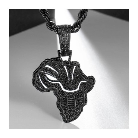 Iced African Black Panther Map in Black Gold