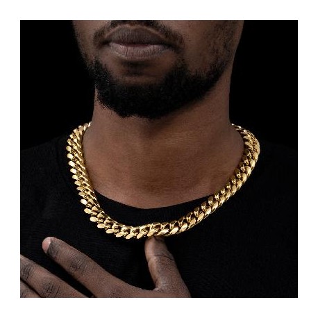 16mm Stainless Steel Cuban Chain in Gold
