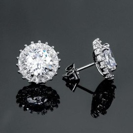 Brilliant Round Shaped Halo Stud Earring