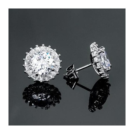 Brilliant Round Shaped Halo Stud Earring