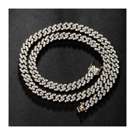 Iced 8mm Cuban Link Chain in Gold