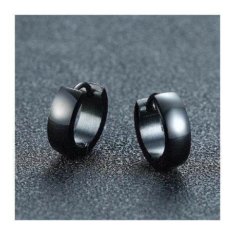 Stainless Steel Hoop Earrings in Black Gold