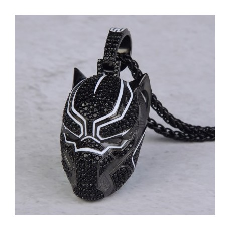 Iced Black Panther Pendant in Black Gold