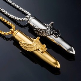 Titanium Steel Bullet Pendant with Eagle