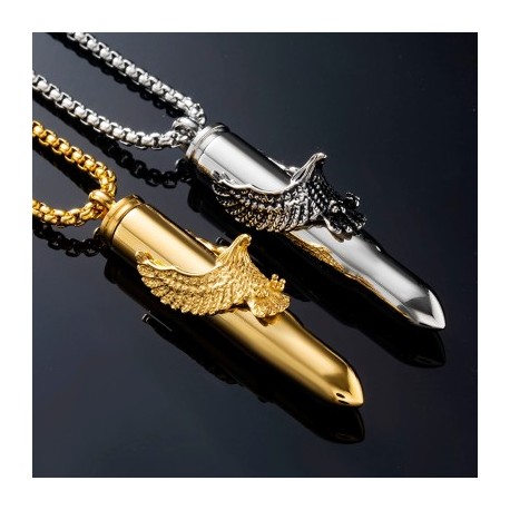 Titanium Steel Bullet Pendant with Eagle
