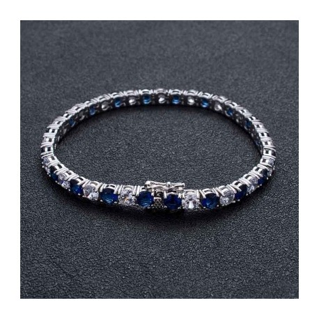 5mm White & Sapphire Single Row Tennis Bracelet in White Gold