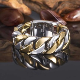 32mm 316L Stainless Steel Two-Tone Cuban Bracelet