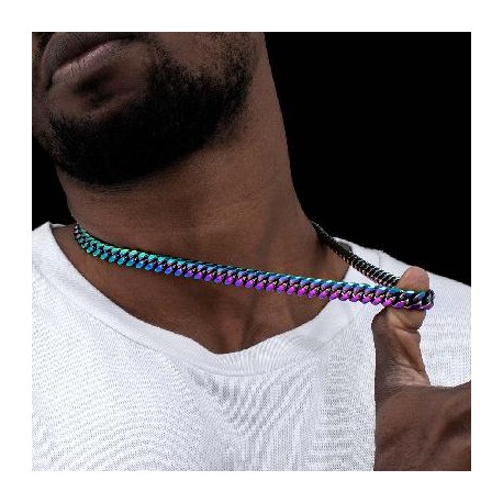 10mm 24" Rainbow Miami Cuban Link Chain