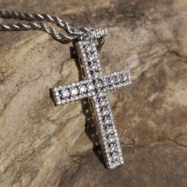 Diamond Cross Pendant in Silver