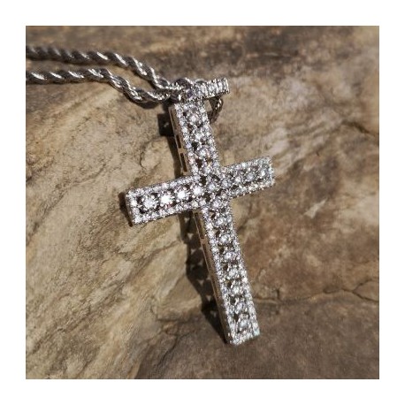 Diamond Cross Pendant in Silver