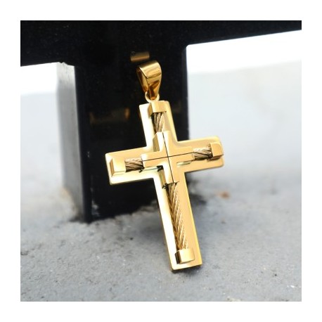 18K Gold Stainless Steel Cross Pendant