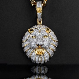 Iced Roaring Lion Pendant