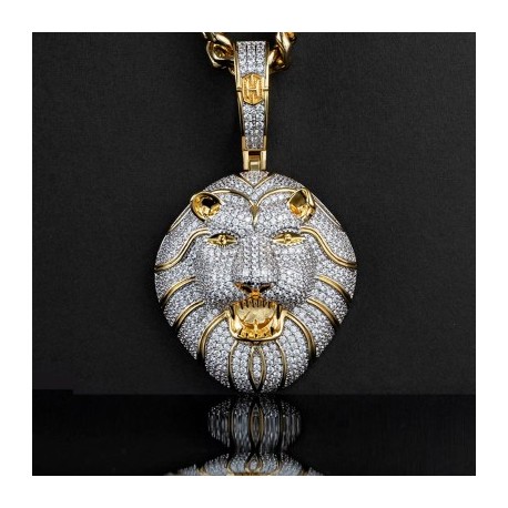 Iced Roaring Lion Pendant